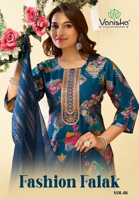 Falak Vol 1 By Vaniska Barlin Silk Kurti With Bottom Dupatta Exporters In India
